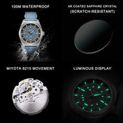CADISEN TI-7 Autodyne Titanium Steel Automatic Mechanical Canvas Wristwatch MIYOTA 8215 Luminous Sapphire Waterproof Man Watches