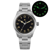 Militado ML08 Quartz Watch V2 — Double-Domed Sapphire, C3 Green Luminous, 38mm Steel Strap