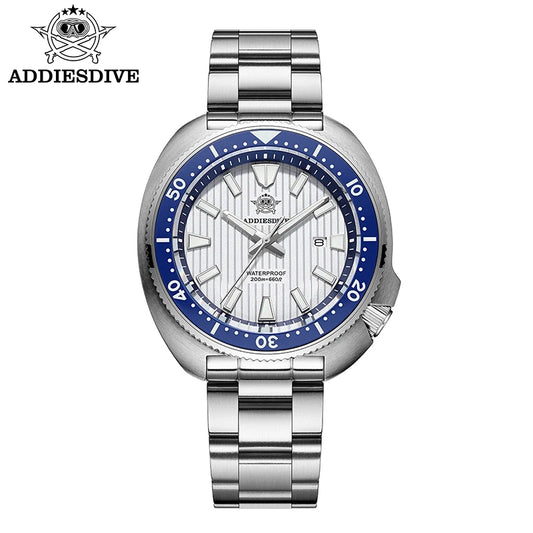 ADDIESDIVE Quartz Watch — Sapphire Crystal, Luminous, 200m, Stainless Steel
