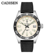 CADISEN Arctic Pearl New 38mm Diver Mens Watch Japan 8215 Automatic Mechanical Sapphire Glass Date Luminous 100M Waterproof Wrist Watch Men