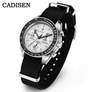 CADISEN Chronograph Watch — VK68 Meca-Quartz, Sapphire Crystal, Canvas Strap