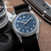 ADDIESDIVE 36mm Quartz Field Watch — Domed Glass, Nylon Strap, 100m