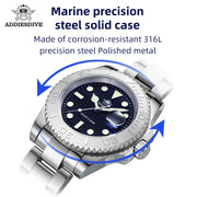 ADDIESDIVE Quartz Diver Watch — Stainless Steel, BGW9 Super Luminous, 200m