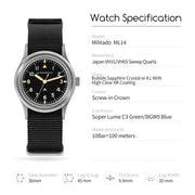 Militado ML14 V2 Quartz Watch — AR Coating, 10 BAR Waterproof, Retro