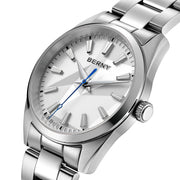 BERNY 39mm Quartz Watch — Sapphire Crystal, AR Coating, 316L Steel, 100m