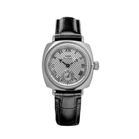 Silver - Black Leather Strap
