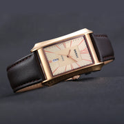 BERNY Rectangular Quartz Dress Watch — Japanese Movement, Genuine Leather Strap