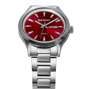 BERNY Ultra-Thin Quartz Dress Watch — Textured Dial, Calendar, Luminous