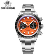 ADDIESDIVE Chronograph Watch — VK64 Meca-Quartz, Ceramic Bezel, 100m (AD2520)