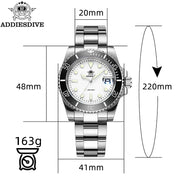 ADDIESDIVE Quartz Watch — 316L Steel, Blue Luminous, 20 BAR