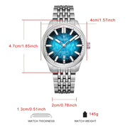 CADISEN Automatic Watch — Japanese Miyota 8215, Silver Steel, 10 ATM