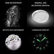 CADISEN Deep Explorer 2025 New Automatic Mechanical Watch Man Canvas Strap Wristwatch MIYOTA  Luxury Luminous Waterproof Watches