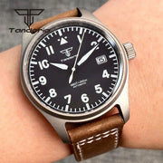 Tandorio 39mm Titanium/Steel Pilot Dive Watch — AR Sapphire, 20 BAR Automatic