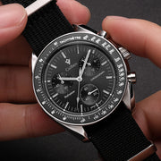 CADISEN Chronograph Watch — VK68 Meca-Quartz, Sapphire Crystal, Canvas Strap