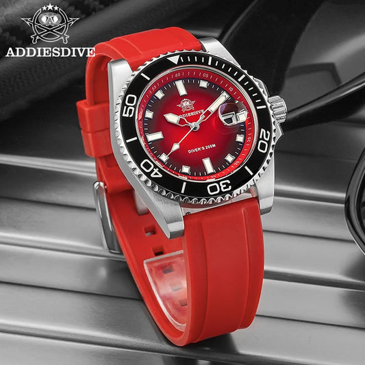 ADDIESDIVE Quartz Diver Watch — Ceramic Bezel, Luminous, 200m, Steel or Rubber Strap