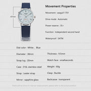 SEESTERN Ultra-Thin Automatic Watch — ST1701 Movement, Sapphire Crystal, Waterproof